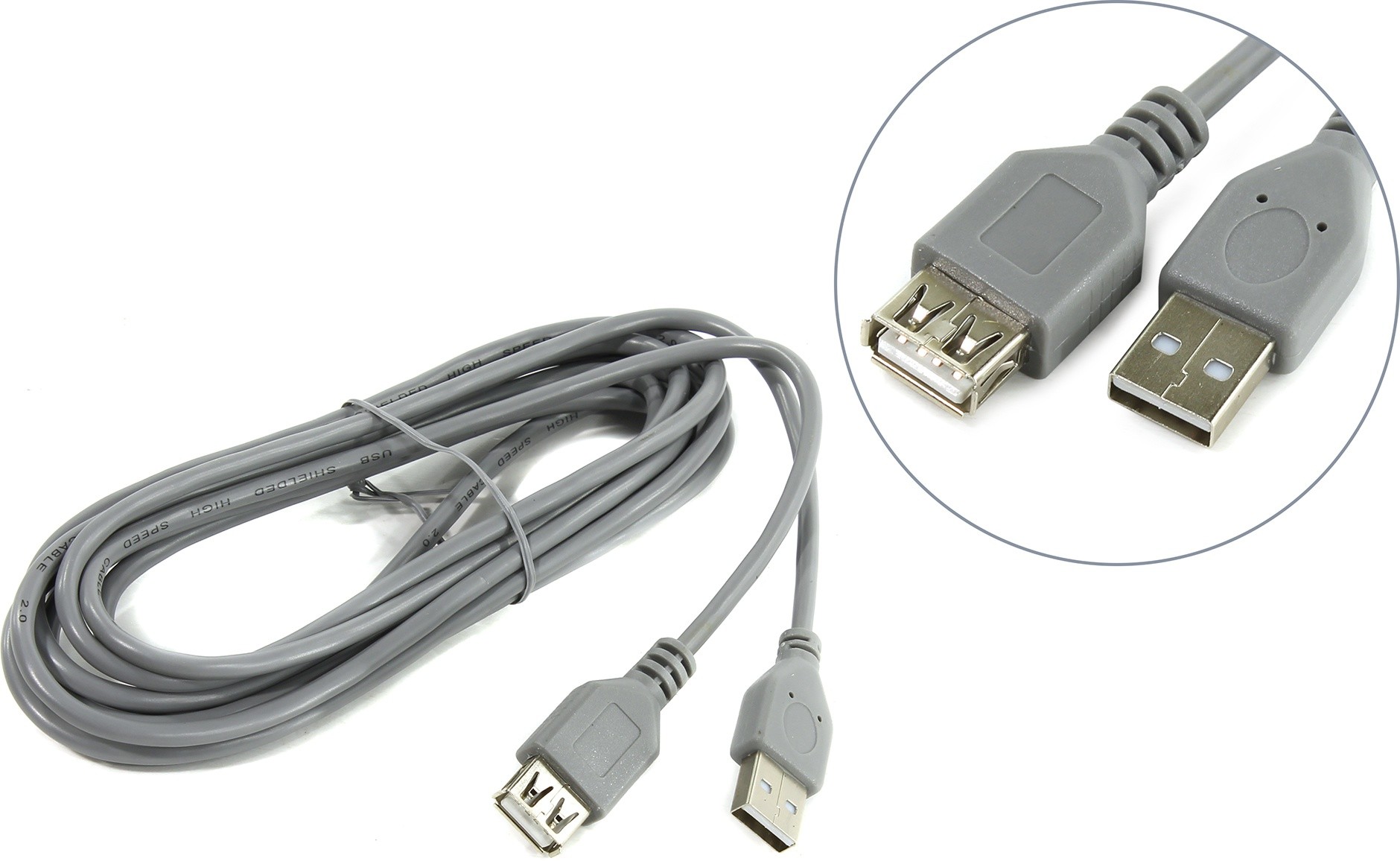 

Кабель USB 2.0(Af)-USB 2.0(Am), 1.8м, серый Smartbuy (K845)