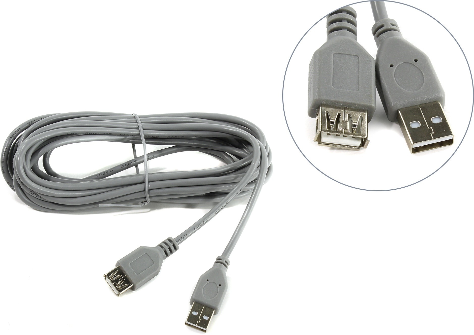 

Кабель USB 2.0(Af)-USB 2.0(Am), 5м, серый Smartbuy (K855)