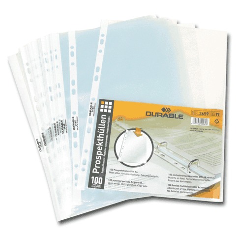 

Файл-вкладыш Durable, А4, 35мкм, матовая поверхность, 100шт. (2659-19), Прозрачный