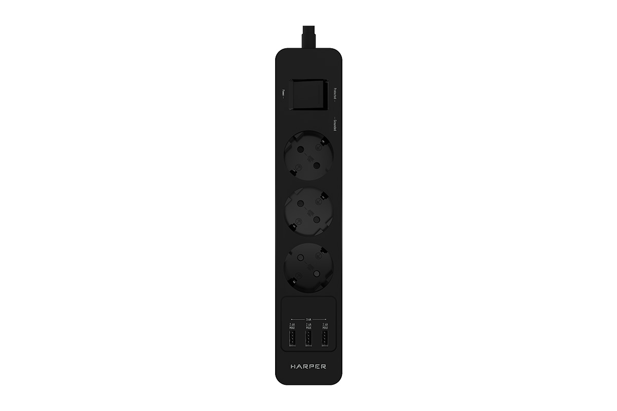 

Сетевой фильтр HARPER UCH-330, 3-розетки, 3xUSB, 1.5 м, белый (UCH-330 Black), UCH-330