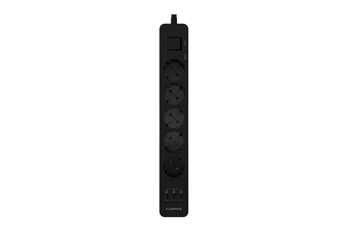 

Сетевой фильтр HARPER UCH-530, 5-розеток, 3xUSB, 1.5 м, черный (UCH-530 Black), UCH-530