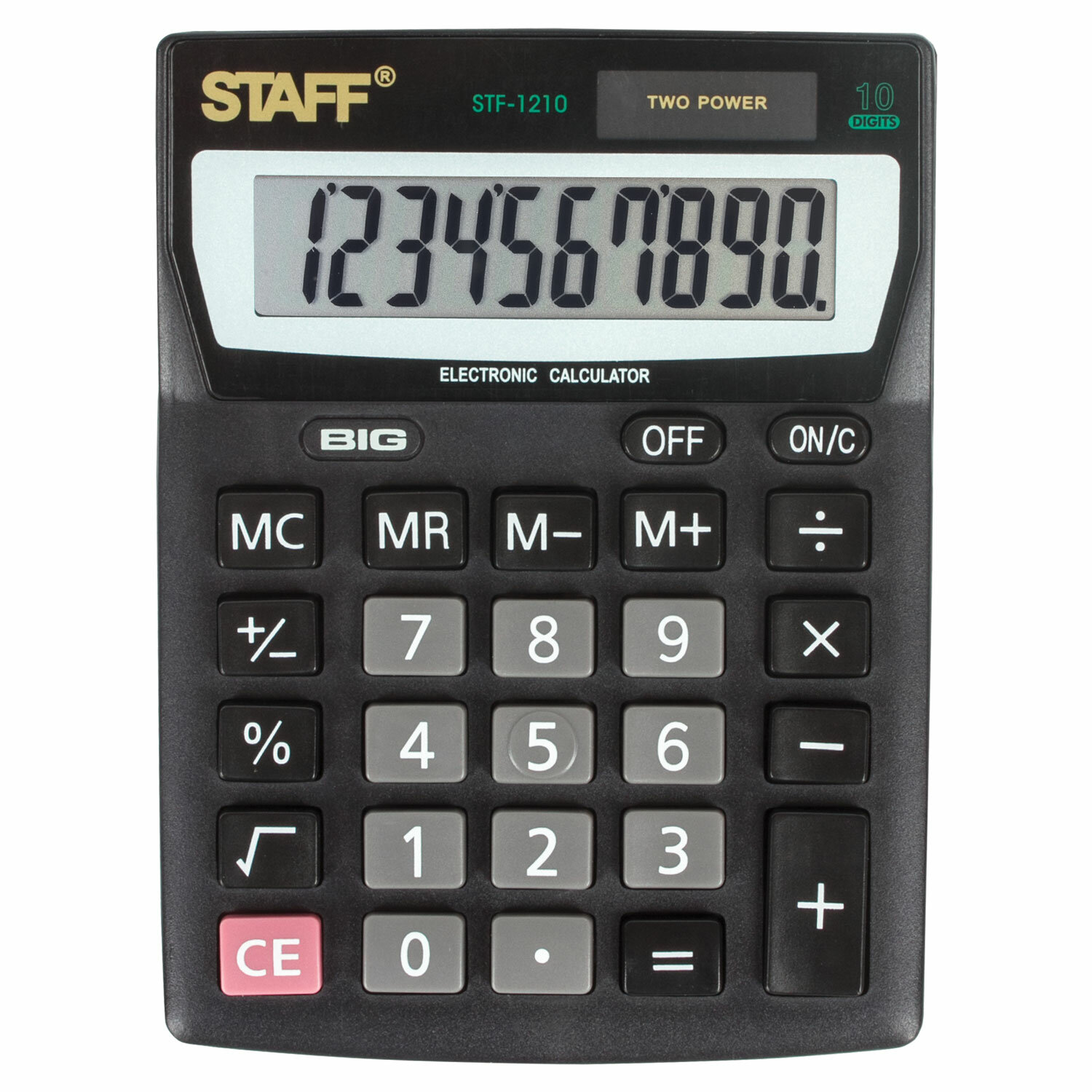 

Калькулятор настольный STAFF STF-1210, 10-разрядный, однострочный экран, черный (250134), STF-1210