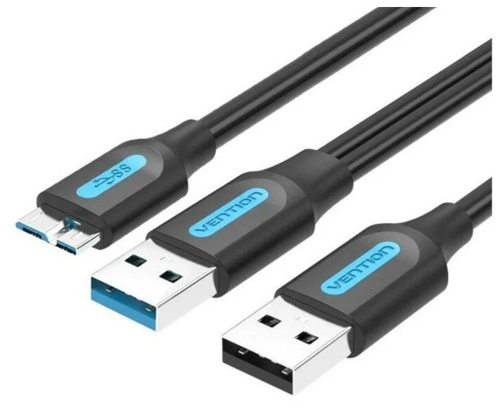 

Кабель USB-Micro USB+USB 2.0A(m), 3A, 50см, черный Vention (CQPBD)