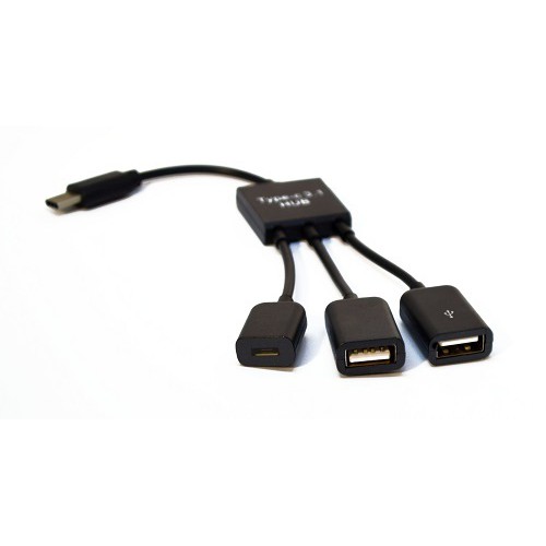 

Кабель-переходник (адаптер) USB Type-C (m)-2xUSB 2.0(Af)+Micro USB 2.0(Bf), черный KS-IS (KS-319)