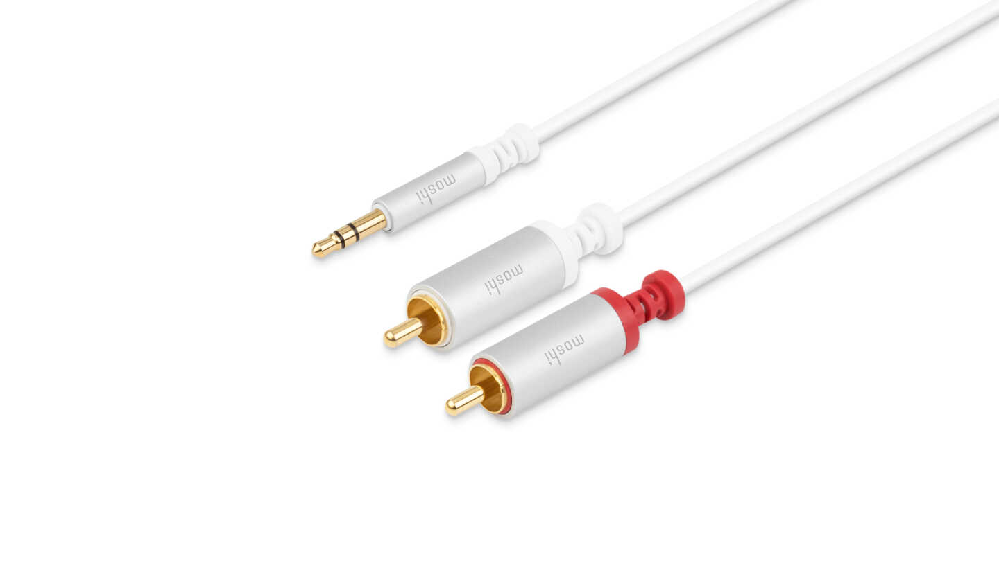 

Кабель Jack 3.5mm(M)-2xRCA(M), 1.8м, белый Moshi (99MO023114), -