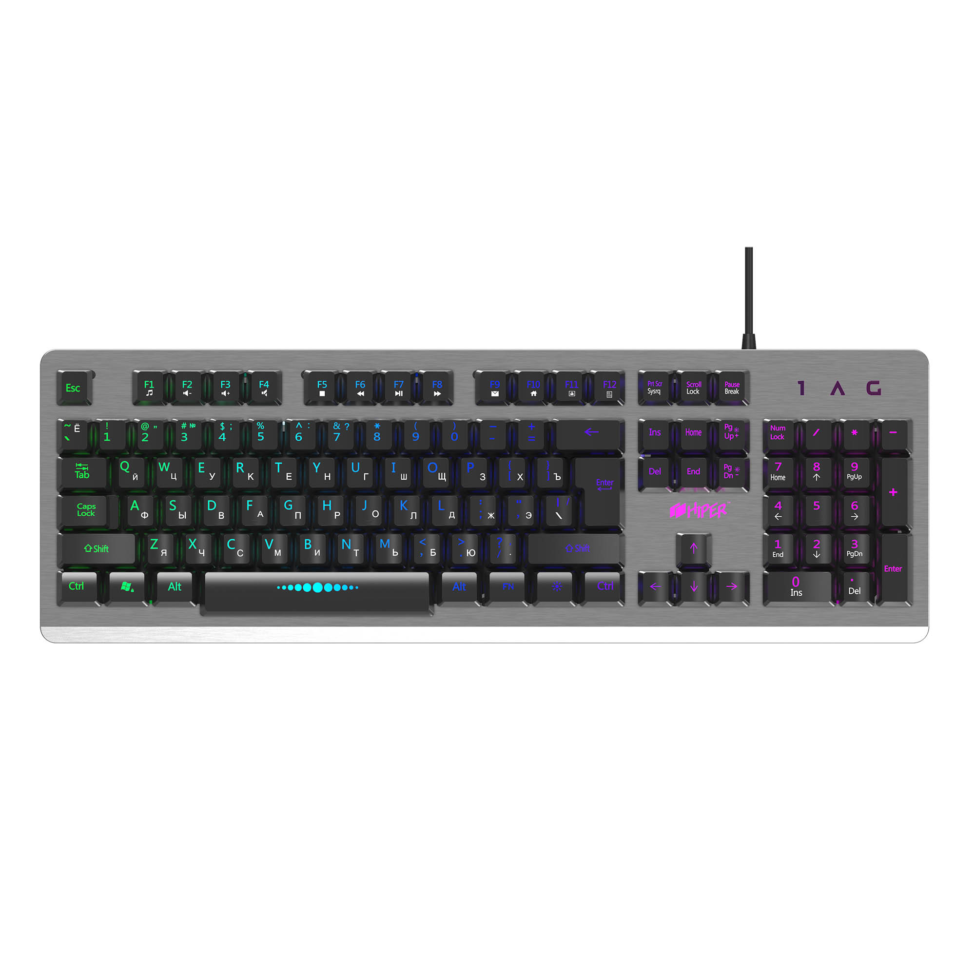 

Клавиатура проводная Hiper GK-6, мембранная, подсветка, USB, серебристый (7930092030209), GK-6