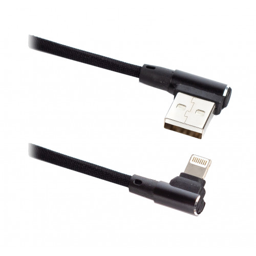 Кабель Lightning 8-pin(m)-USB 2.0(Am), угловой, 1м, черный BLAST (BMC-217)