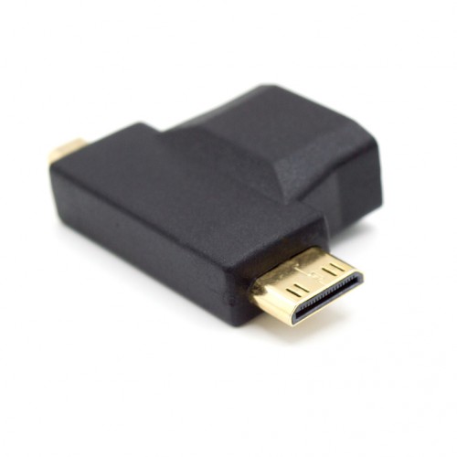 

Переходник (адаптер) HDMI(19F)-Mini HDMI+Micro HDMI 4K, черный KS-is (KS-361)