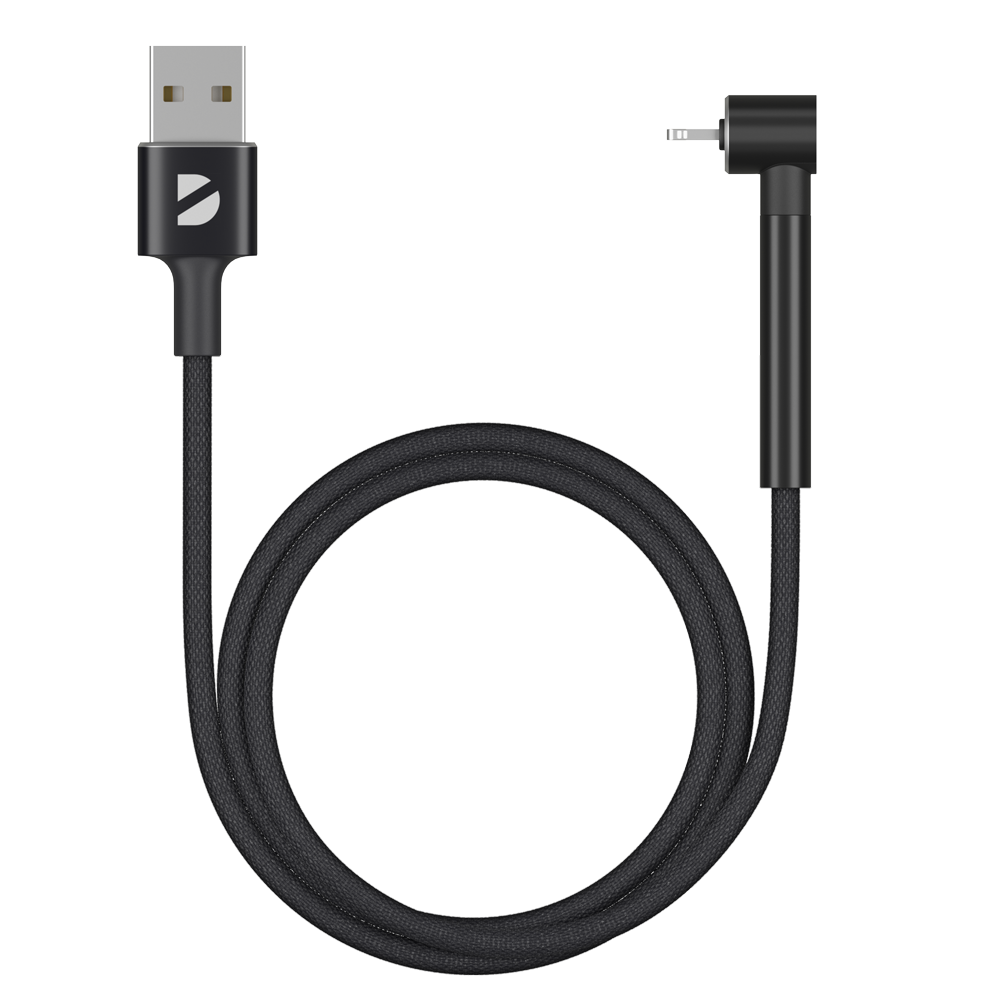 

Кабель Lightning 8-pin-USB, угловой, 1м, черный Deppa (72294)