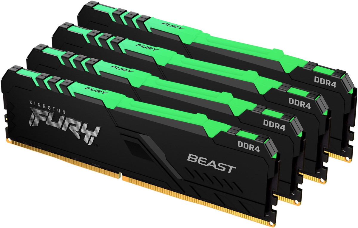 

Комплект памяти DDR4 DIMM 128Gb (4x32Gb), 3600MHz, CL18, 1.35 В, Kingston, FURY Beast RGB (KF436C18BBAK4/128), KF436C18BBAK4/128