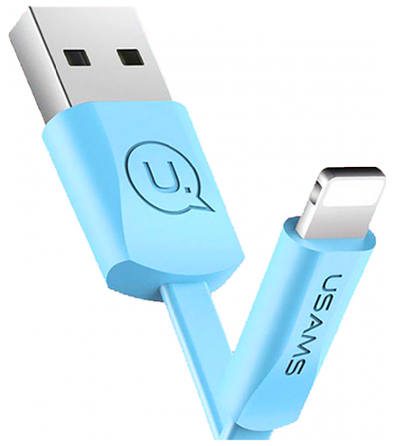 

Кабель Lightning 8-pin-USB, плоский, голубой USAMS U2 (SJ199IP04), U2
