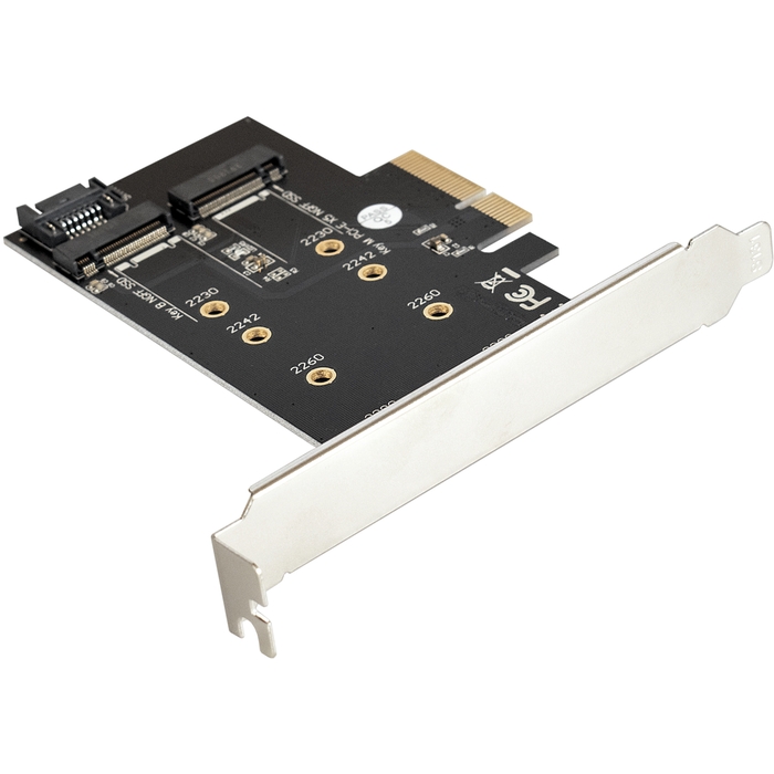 

Адаптер EXEGATE EXE-509,M.2 B key + M.2 M Key -> PCI-Ex4/SATA, черный (EX283713RUS), EXE-509