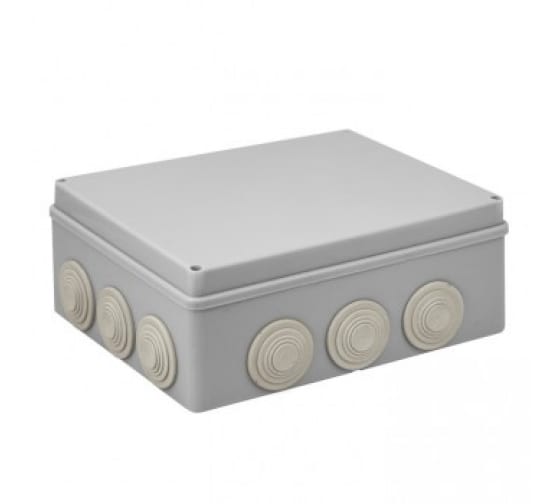 

Коробка распаячная прямоугольная 24.4 см x 19 см, глубина 9.5 см, наружный монтаж, IP55, вводов:12, наличие сальников, белый, с крышкой, EKF PROxima КМР-050-043 (SQplc-kmr-050-043), КМР-050-043