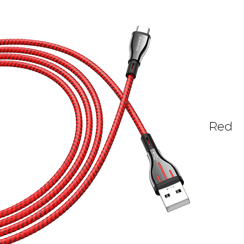 

Кабель USB Type-C (m)-USB, 3A, 1.2м, красный Borofone Highway BU23, BU23