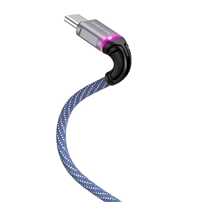 

Кабель USB Type-C (m)-USB 2.0(Am), 3A, 1.2м, синий Borofone Glory BU25, BU25