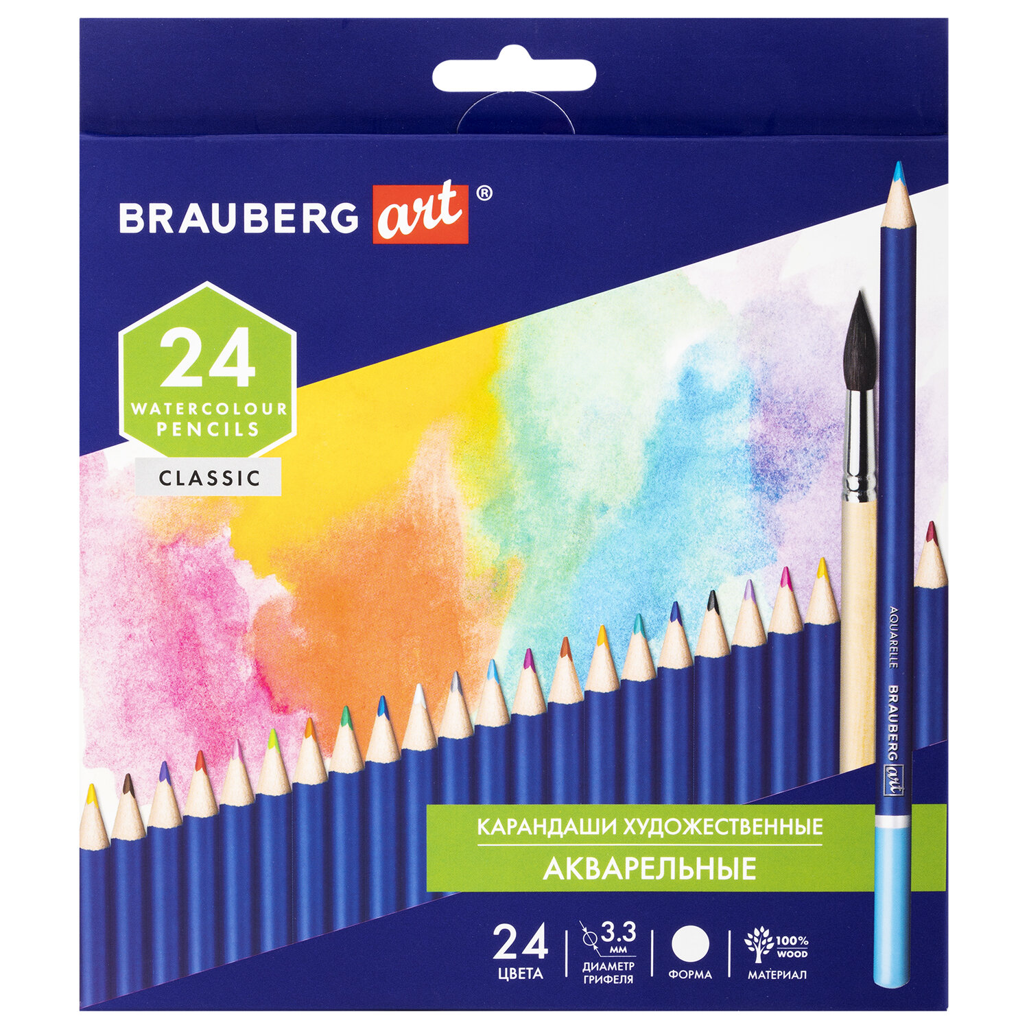 

Набор цветных карандашей BRAUBERG Classic Art, круглые, 24 шт., заточенные (181530), Art