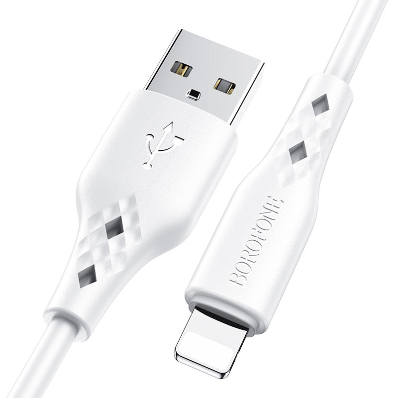 

Кабель Lightning 8-pin-USB, 2.4A, 1м, белый Borofone BX48, BX48