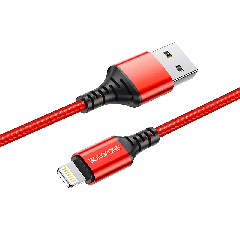 

Кабель Lightning 8-pin-USB, 2.4A, 1м, красный Borofone BX54, BX54