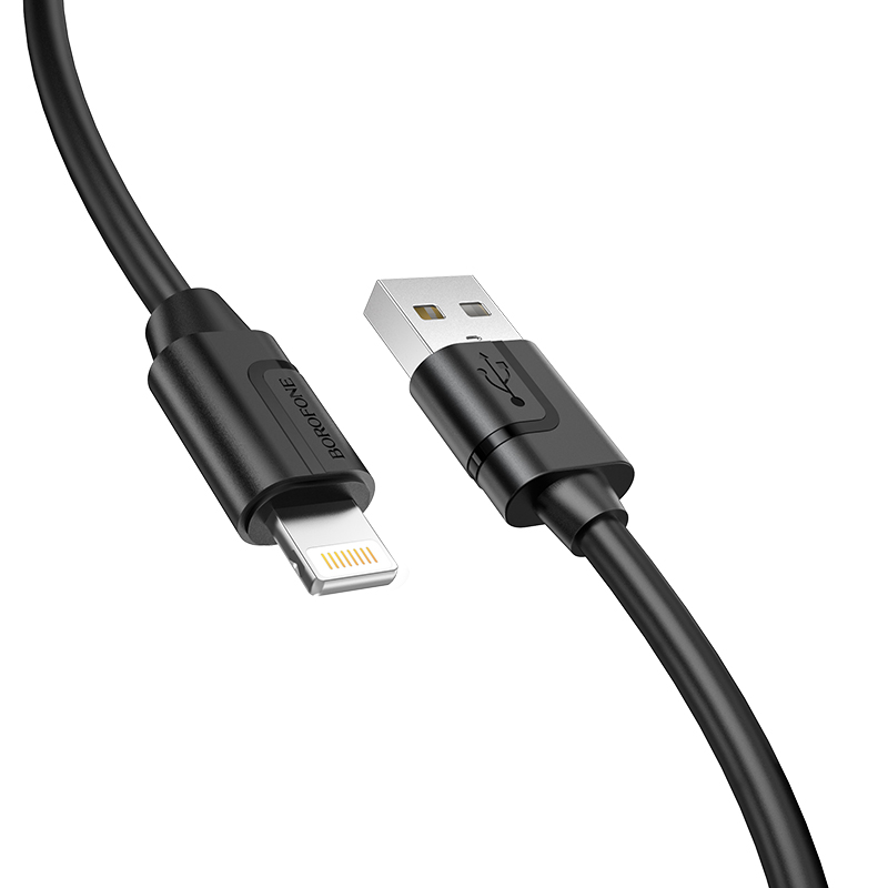 

Кабель Lightning 8-pin-USB, 2.4A, 1м, черный Borofone Harmony BX55 (6931474747969), BX55