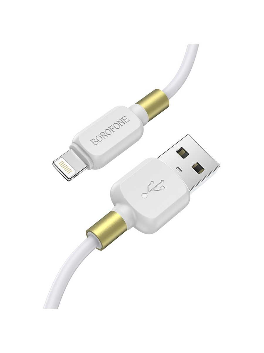 

Кабель Lightning 8-pin-USB, 2.4A, 1м, белый Borofone Defender BX59, BX59