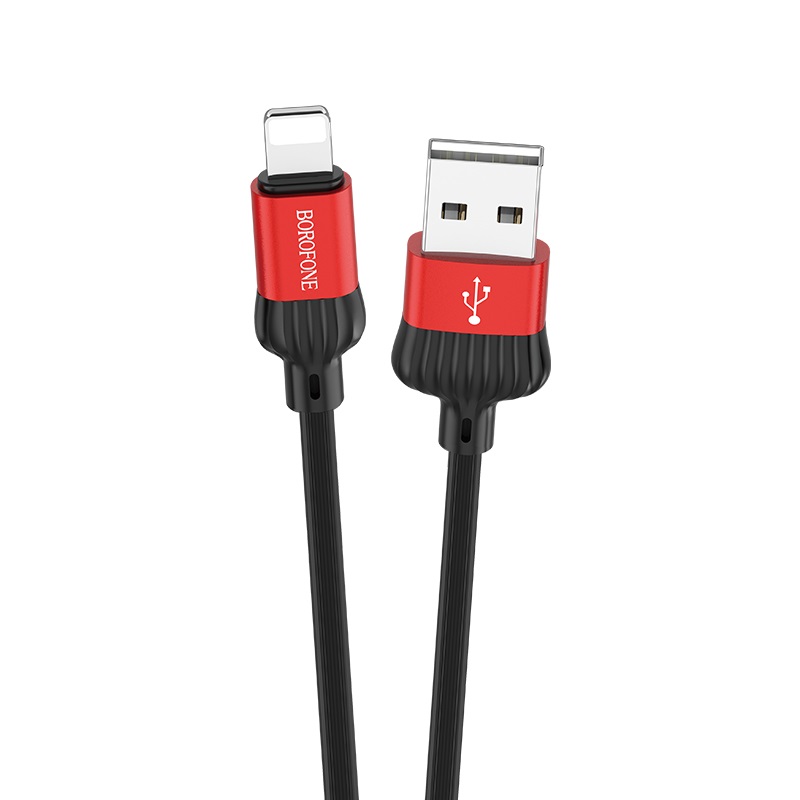 

Кабель Lightning 8-pin-USB, 2.1A, 1м, черный/красный Borofone Dignity BX28, BX28