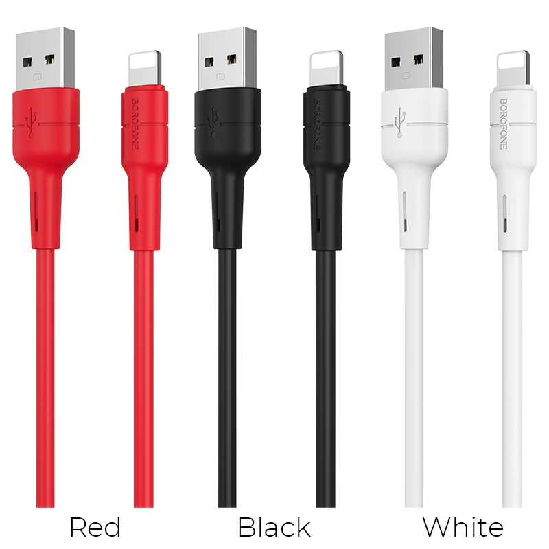 

Кабель Lightning 8-pin-USB, 2.4A, 1м, черный Borofone Silicone BX30, BX30