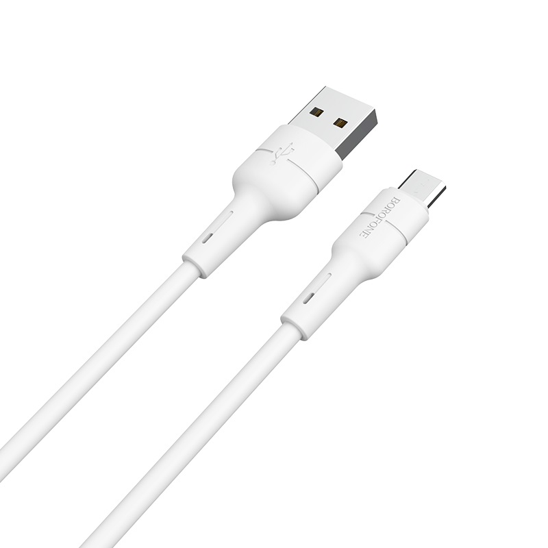 

Кабель Micro USB-USB, 2.4A, 1м, белый Borofone Silicone BX30, BX30
