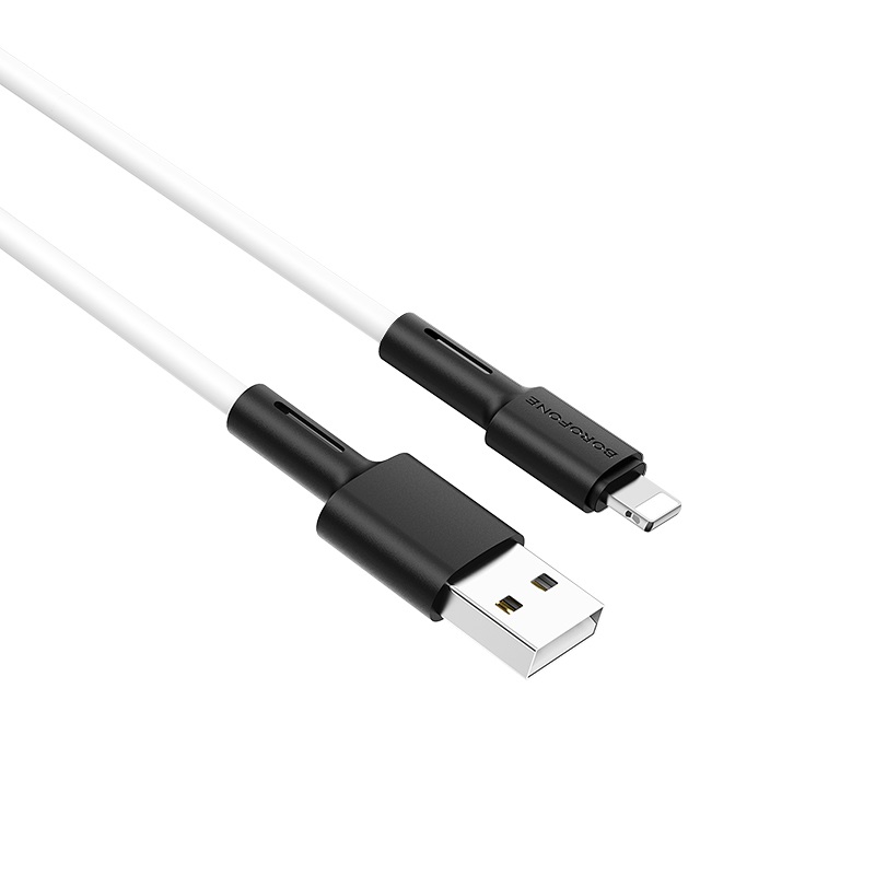 

Кабель Lightning 8-pin-USB, 2.4A, 1м, белый Borofone Soft BX31, BX31