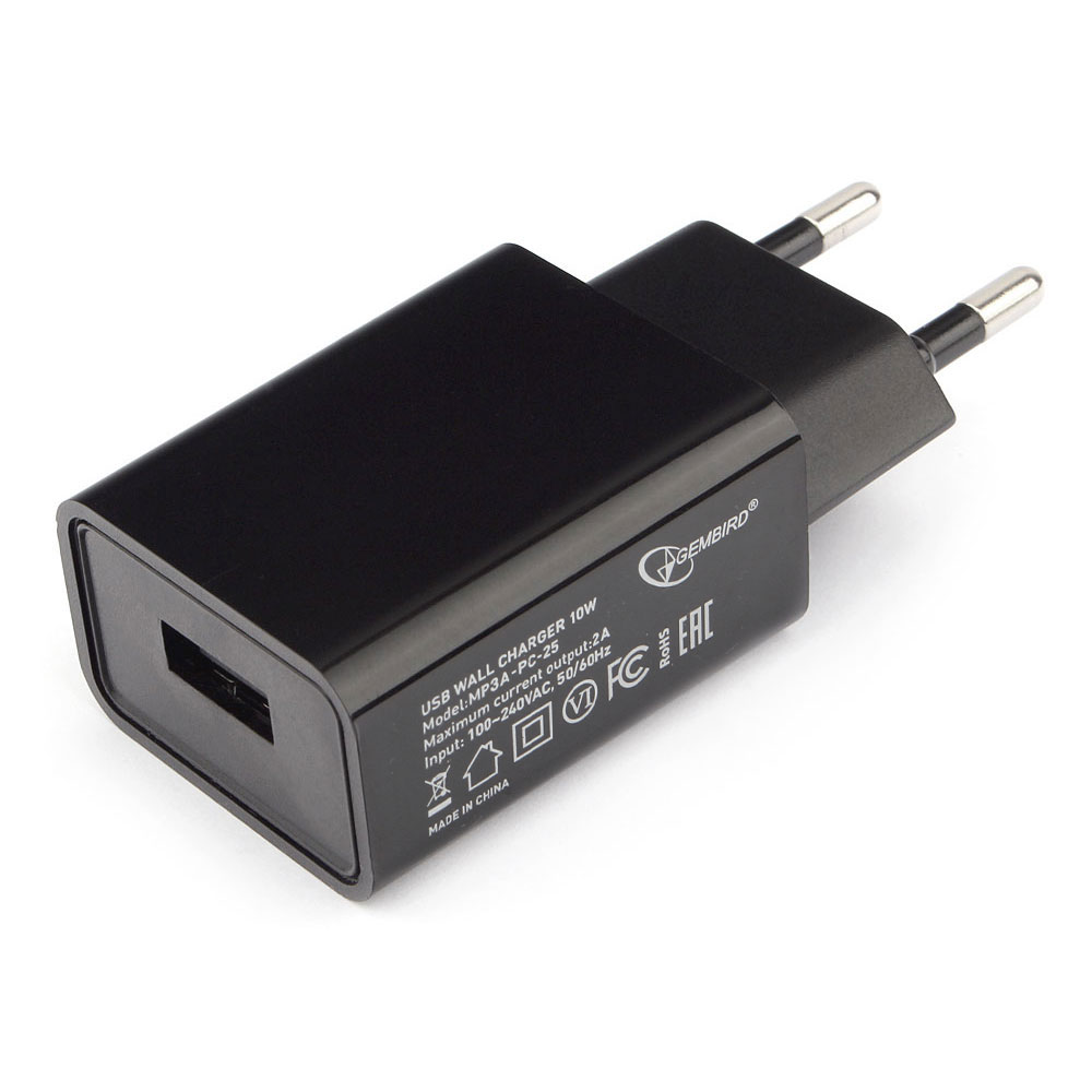 Сетевое зарядное устройство Cablexpert MP3A-PC-25 10 Вт, 2А, черный