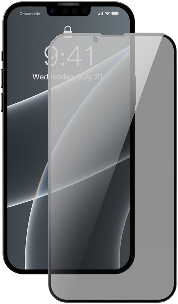 

Защитное стекло DF для экрана смартфона Apple iPhone 13 Pro Max, Full screen FULL GLUE, поверхность приватная, черная рамка (iAntiSpy-06)