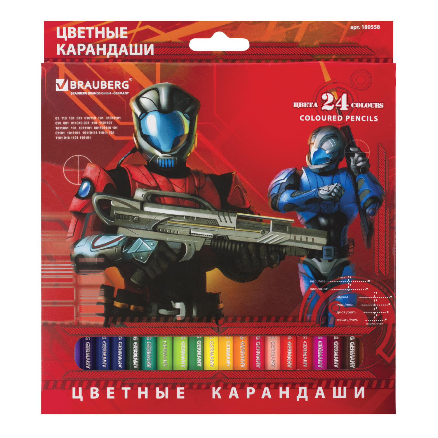 

Набор цветных карандашей BRAUBERG Star Patrol, шестигранные, 24шт., заточенные (180558), нет данных