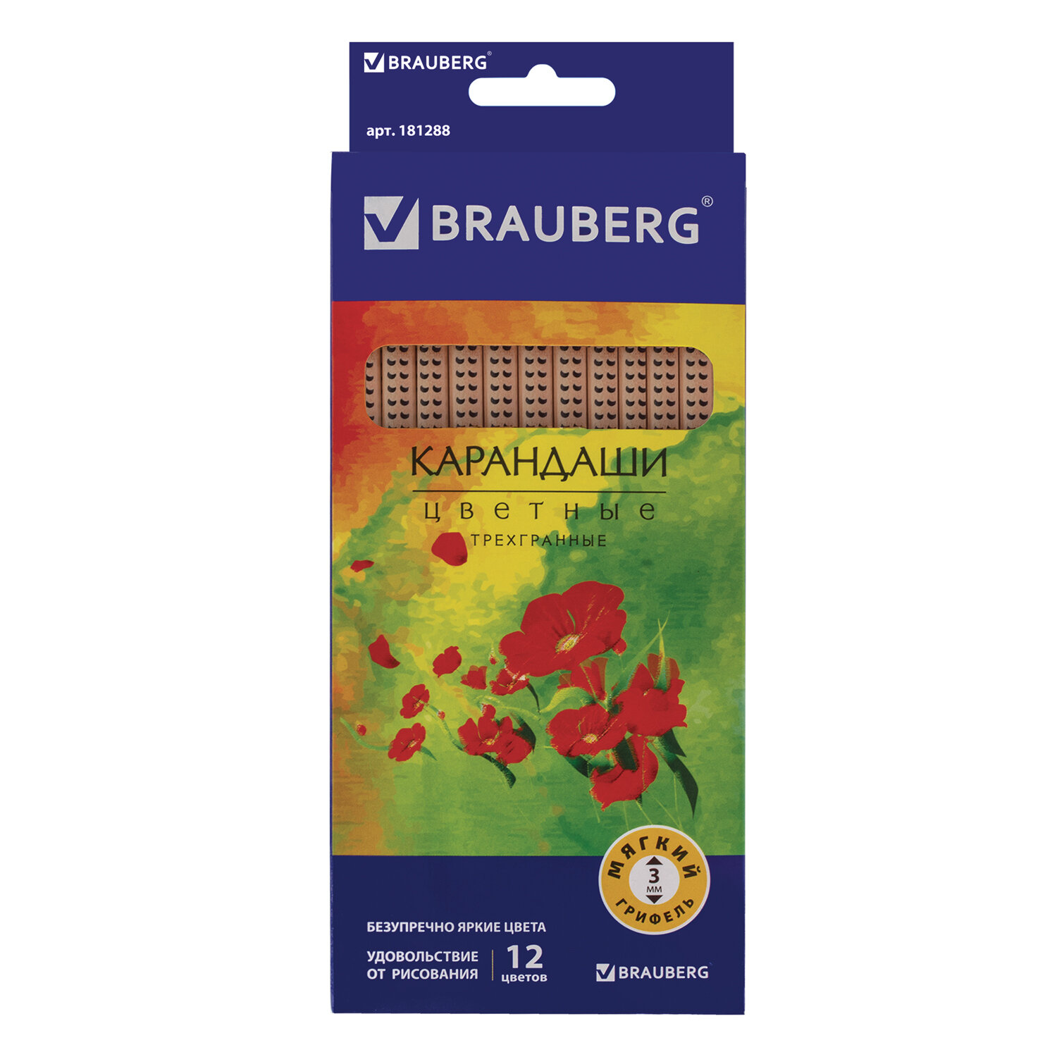 

Набор цветных карандашей BRAUBERG Цветы, трехгранные, 12шт., заточенные (181288), нет данных