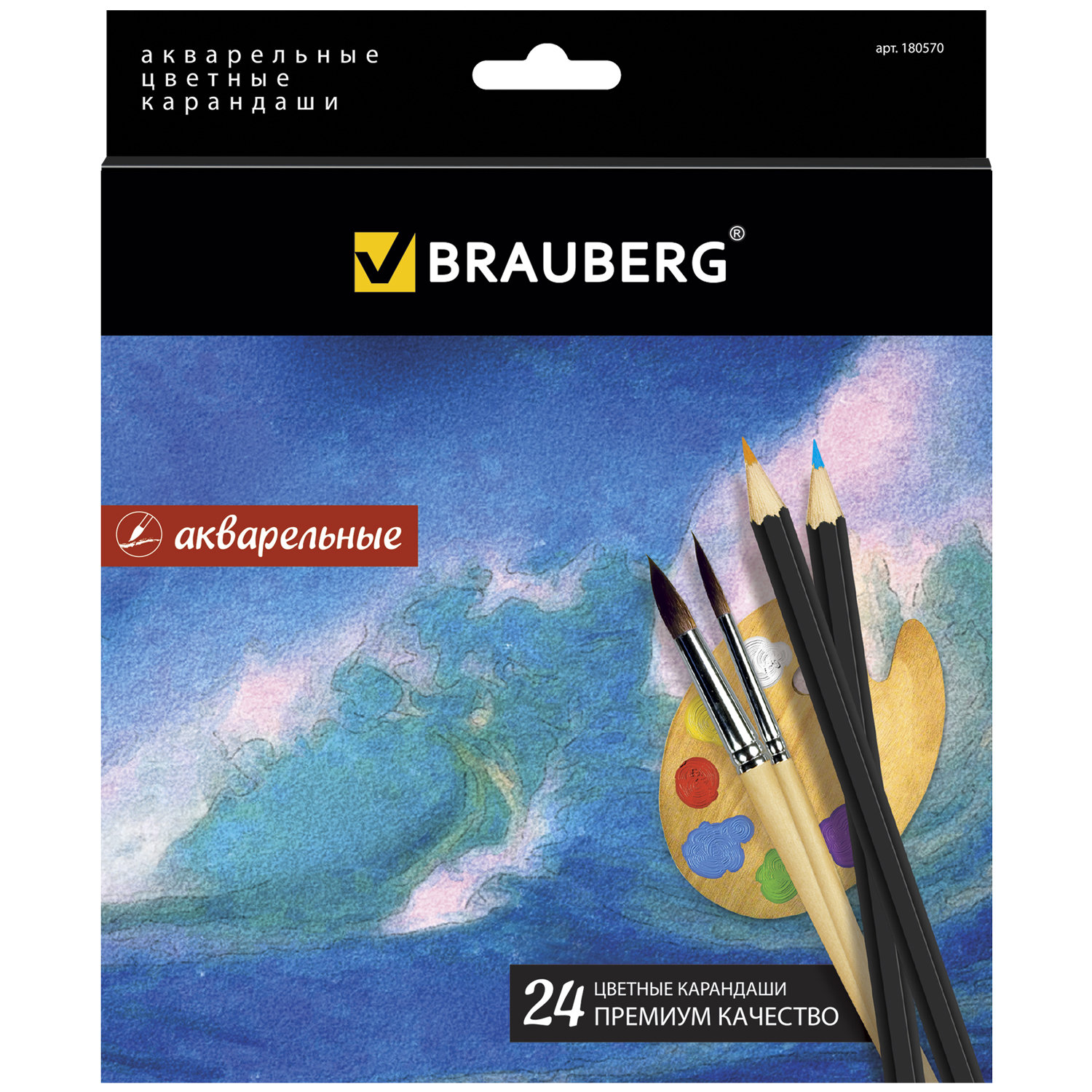 

Набор цветных карандашей BRAUBERG Artist line, шестигранные, 24 шт., заточенные (180570)