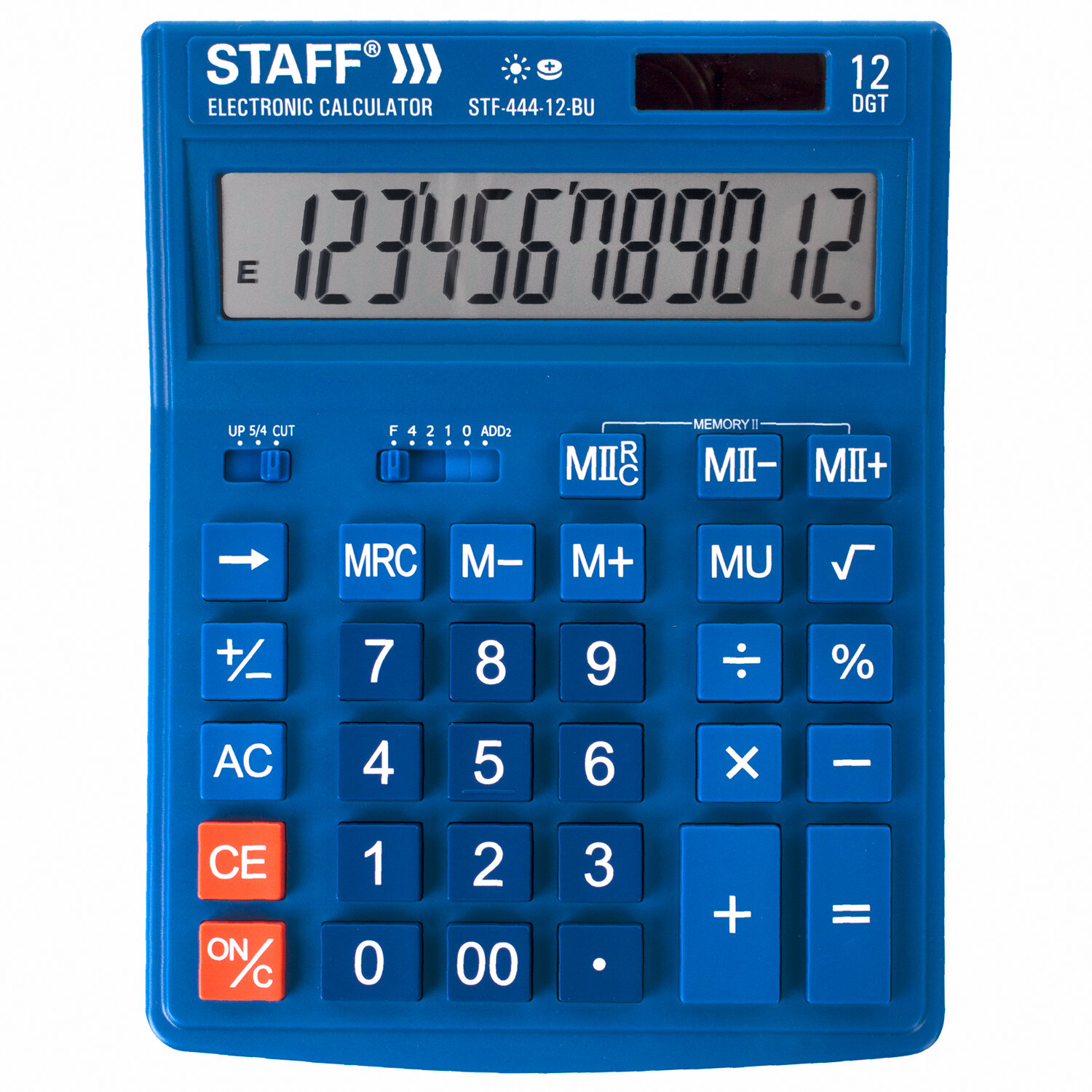 

Калькулятор настольный STAFF STF-444-12-BU, 12-разрядный, однострочный экран, синий (250463), STF-444-12-BU