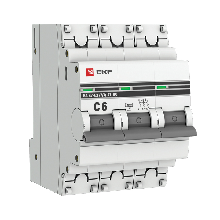 

Выключатель автоматический EKF PROxima трехполюсный (3P/3П) 6А C 4.5кА (mcb4763-3-06C-pro)
