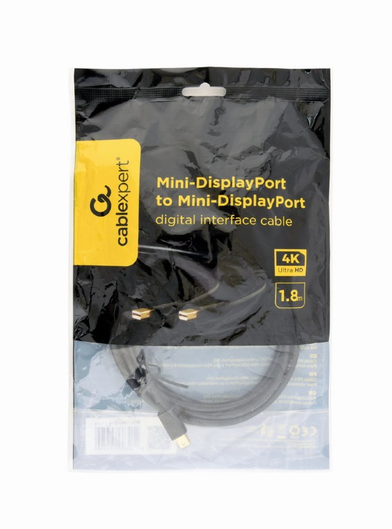 Кабель Mini DisplayPort(M)-Mini DisplayPort(M) v1.2 4K, 1.8м, черный Cablexpert (CCP-mDPmDP2-6) - фото 1