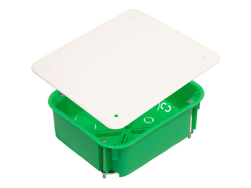 Коробка распределительная прямоугольная 12 см x 10 см, глубина 5 см, скрытый монтаж, IP30, с крышкой, HEGEL (КР1203)
