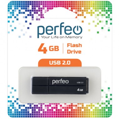 

Флешка 4Gb USB 2.0 Perfeo C01G2, черный, C01G2