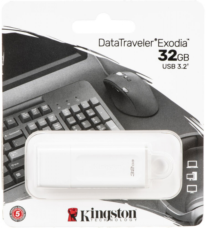 

Флешка 32Gb USB 3.2 Gen 1 Kingston DataTraveler Exodia KC-U2G32-5R, белый, KC-U2G32-5R