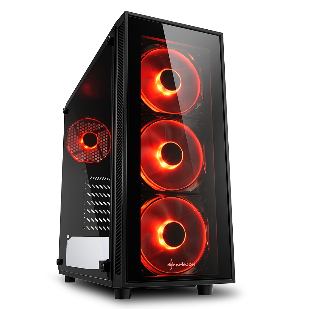 Корпус Sharkoon TG4 red, ATX, Midi-Tower, 2xUSB 3.0, черный, Без БП (TG4 RED) (Плохая упаковка)