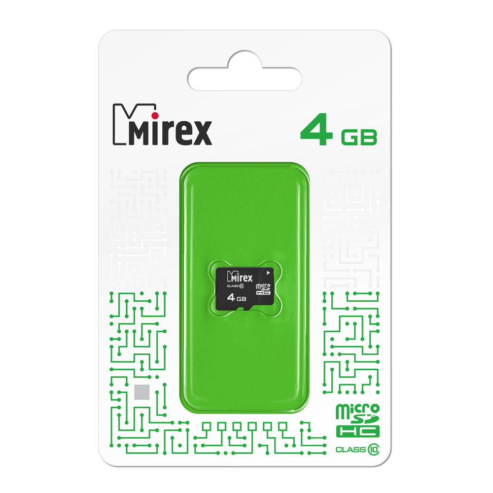 

Карта памяти 4Gb microSDHC Mirex Class 10, 13612-MC10SD04