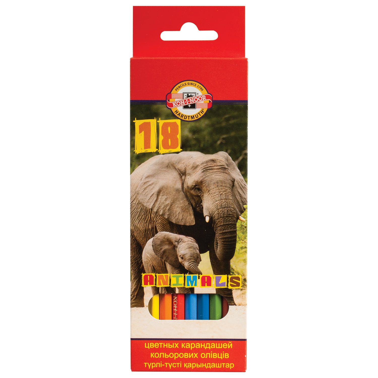 

Набор цветных карандашей KOH-I-NOOR Animals, шестигранные, 18шт., заточенные (3553018008KSRU), нет данных