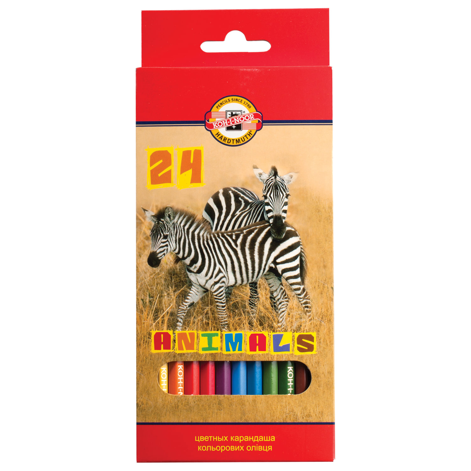 

Набор цветных карандашей KOH-I-NOOR Animals, шестигранные, 24 шт., заточенные (3554024008KSRU)