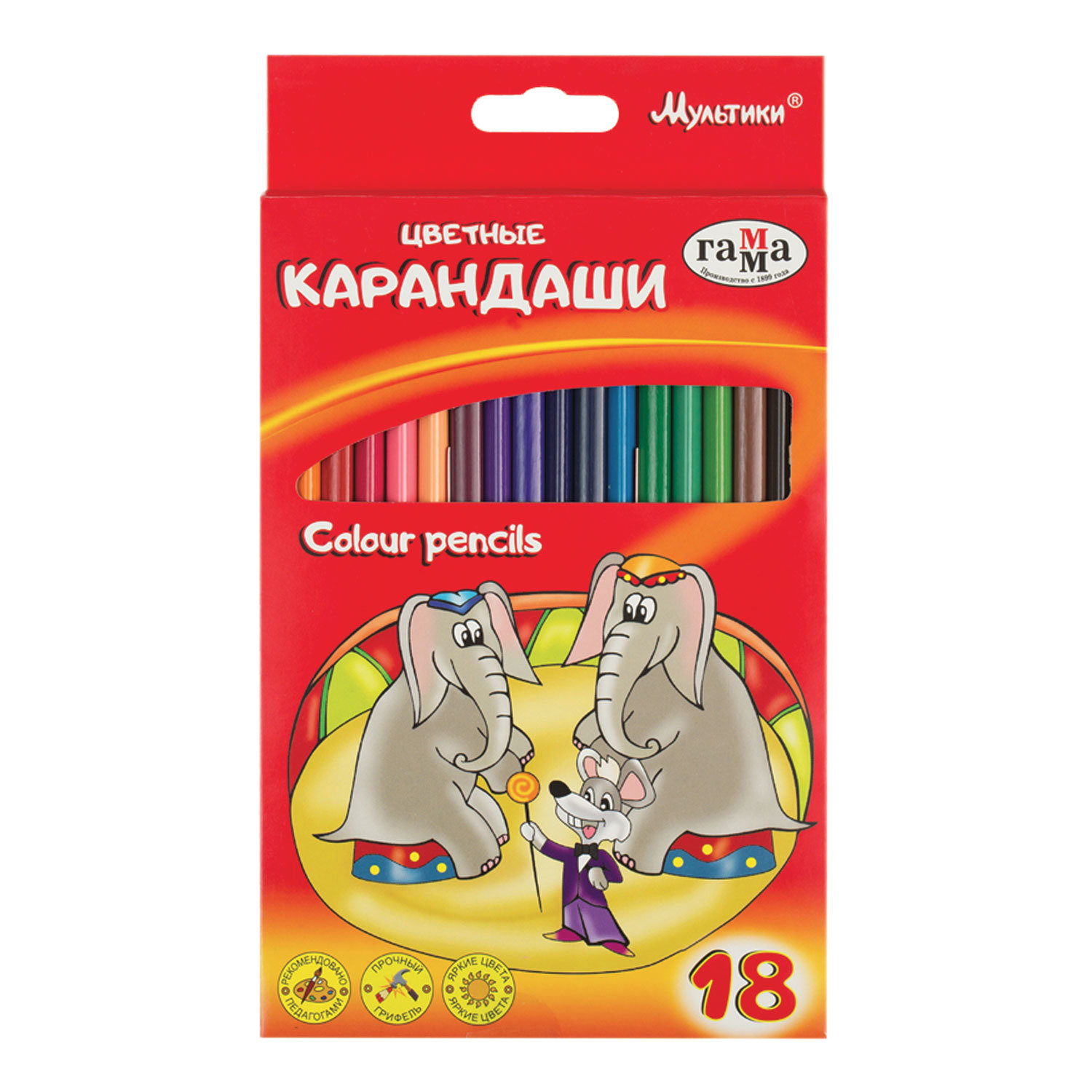 

Набор цветных карандашей ГАММА Мультики, трехгранные, 18шт., заточенные (050918_08), нет данных
