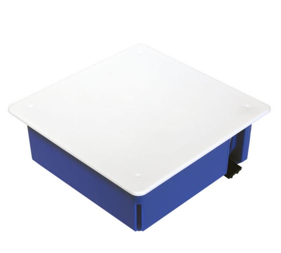 Коробка распределительная квадратная 10.3 см x 10.3 см, глубина 4.7 см, скрытый монтаж, IP30, с крышкой, для гипсокартона и полых стен, Промрукав (80-0960)