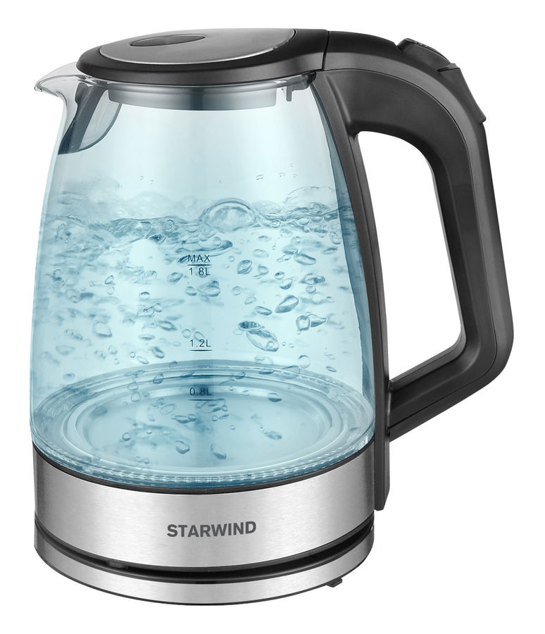 

Чайник Starwind SKG2090 1.8л. 2200Вт, скрытый нагревательный элемент, стекло/пластик, прозрачный/черный (SKG2090), SKG2090