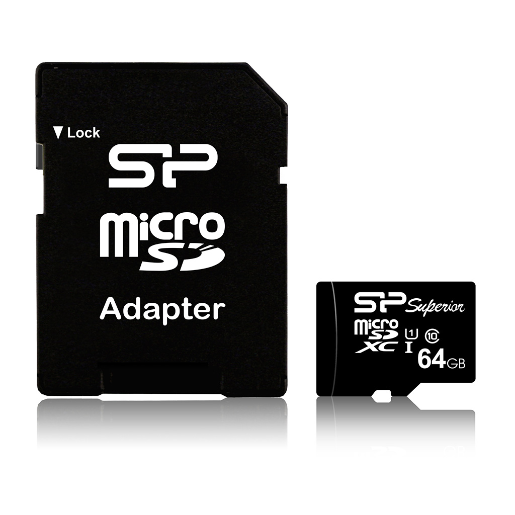 Карта памяти 64Gb microSDXC Silicon Power Superior Class 10 UHS-I U3 + адаптер