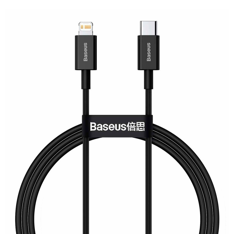 

Кабель Lightning 8-pin-USB Type-C, 1м, черный Baseus Superior Series (CATLYS-A01)