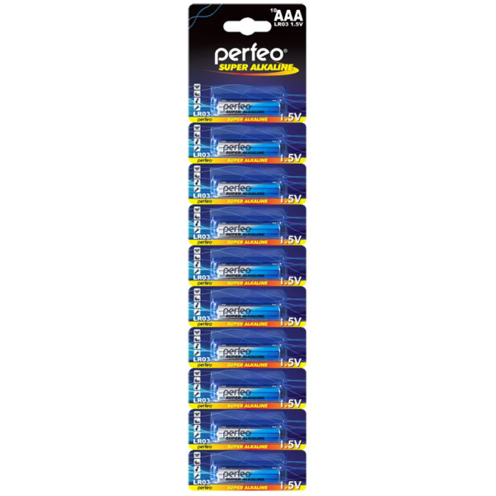 

Батарея Perfeo Super Alkaline, AAA, 1.5V, 10шт. (PF LR03/10BL)
