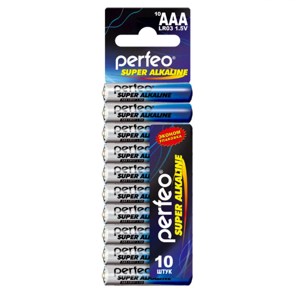 

Батарея Perfeo Super Alkaline, AAA, 1.5V, 10шт. (PF LR03/10SH CARD)